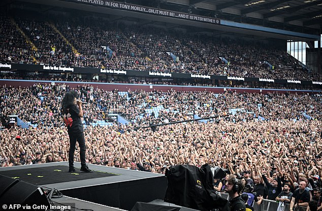 Joey Belladonna from Anthrax performs for the crowd as a support act during the gig on July 5